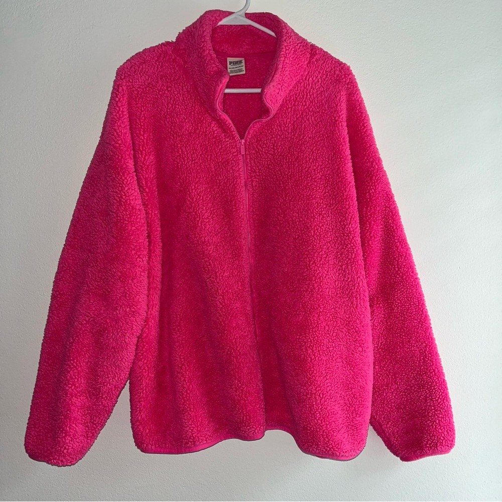 Victoria’s Secret PINK Size XXL Pink Fur Zip Up Jacket